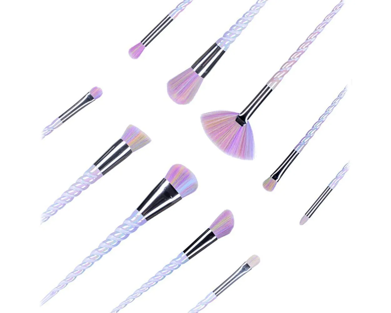 10 Pcs Professional Makeup Brush Set with Rectangle Bag - Pink