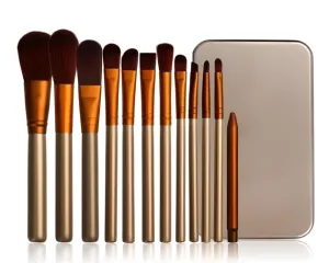 12pc Bronze Makeup Brush Set