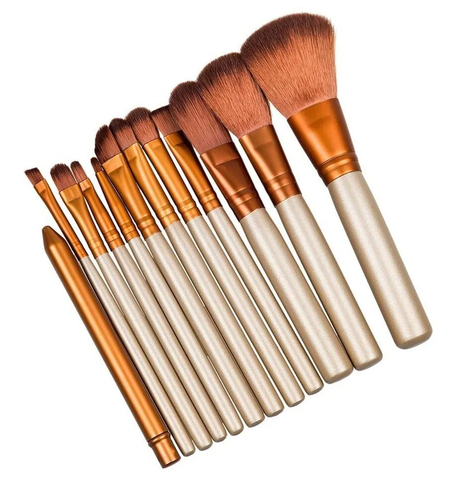 12pc Bronze Makeup Brush Set