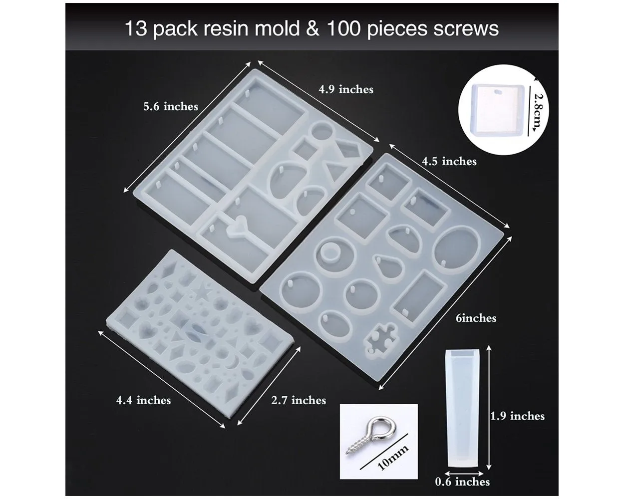 13 Pieces Resin Casting Molds with Eye Screws