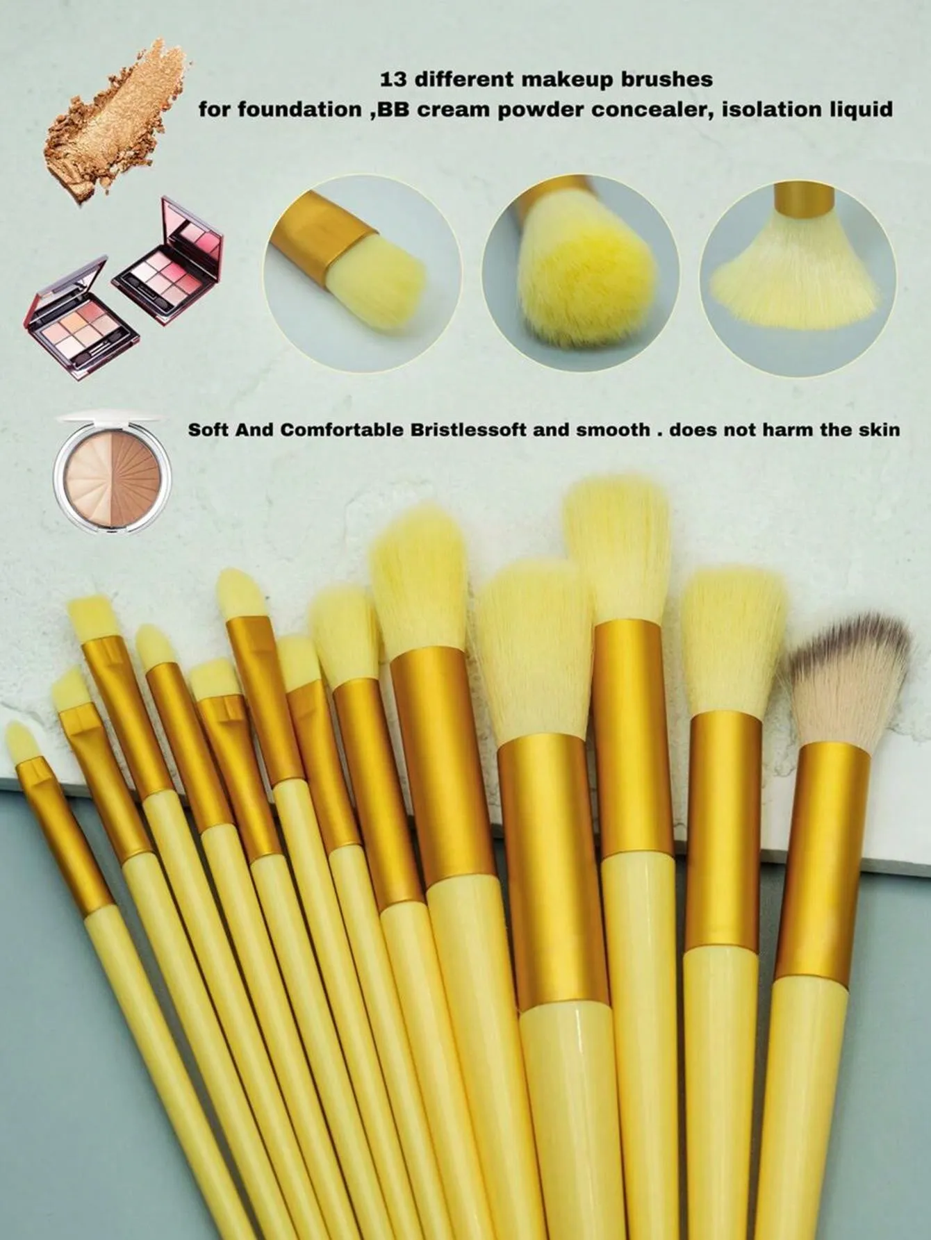 13Pcs Makeup Brush Set Soft Fluffy Professional Cosmetic Foundation Powder Eyeshadow Kabuki Blending Make Up Brush Beauty Tool With Bag Makeup Sponge Beauty Gift For Makeup Beginner