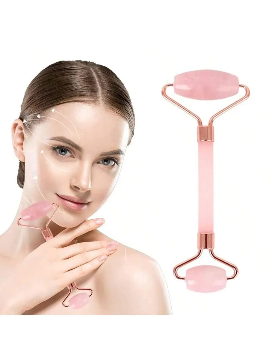 1pc Natural Jade Roller Massager Ball Bearing Types Jade Roller Facial Ridged Roller Skin Massage Roller Face Tool Natural Jade With Slightly Different