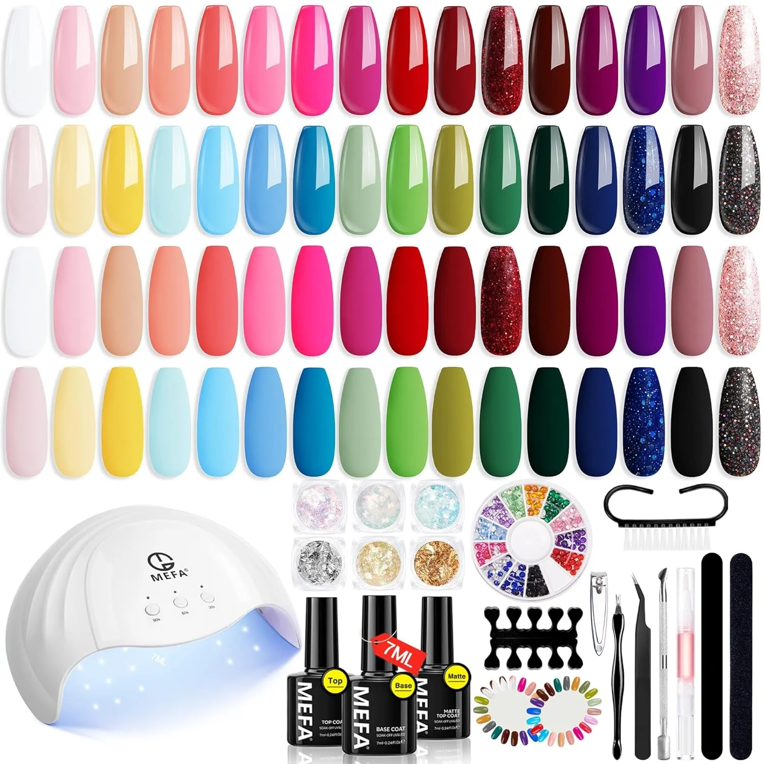 56-Piece Professional Gel Nail Polish Set with 48W LED Lamp & 32 Colors for DIY Manicure