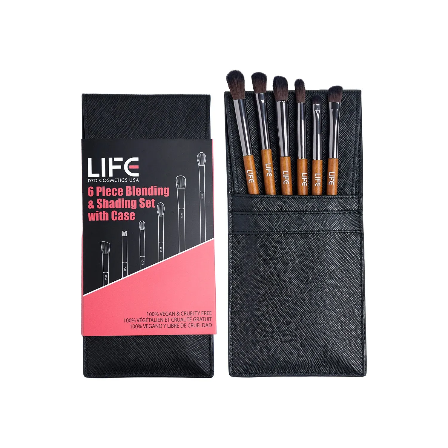 6 Piece Blending & Shading Set with Pouch - 100% Vegan and Cruelty Free