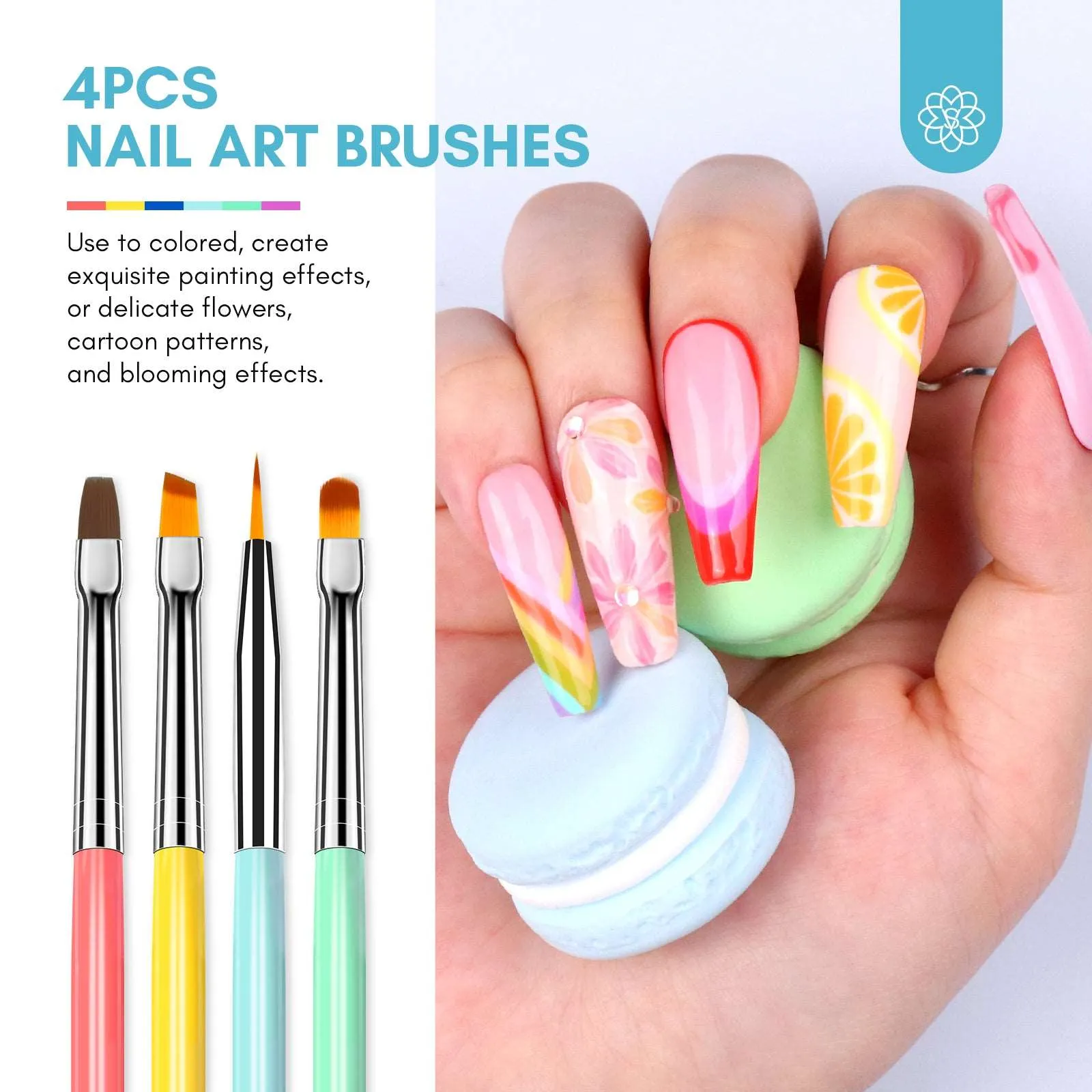 6pcs Rainbow Nail Art Brush Set