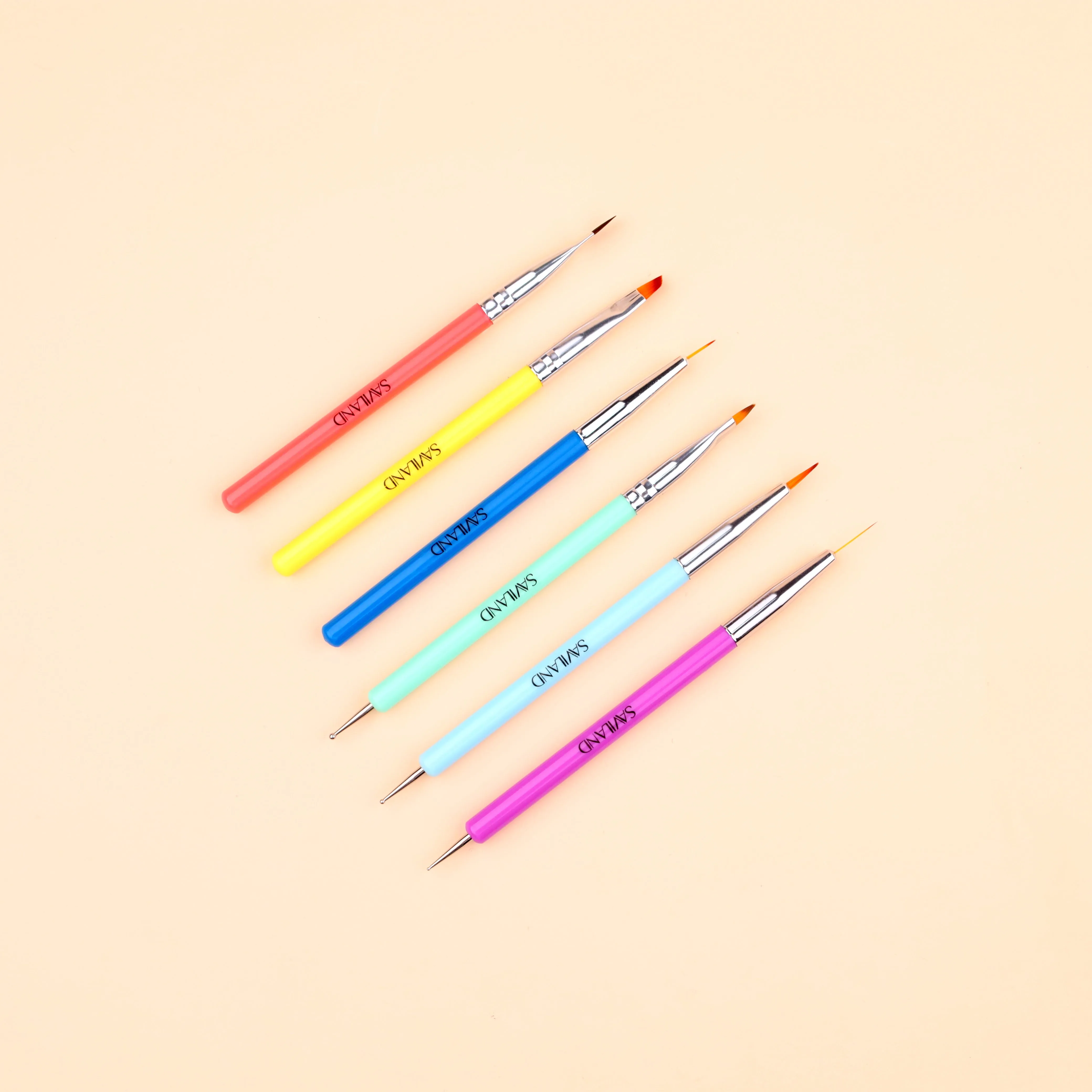 6pcs Rainbow Nail Art Brush Set