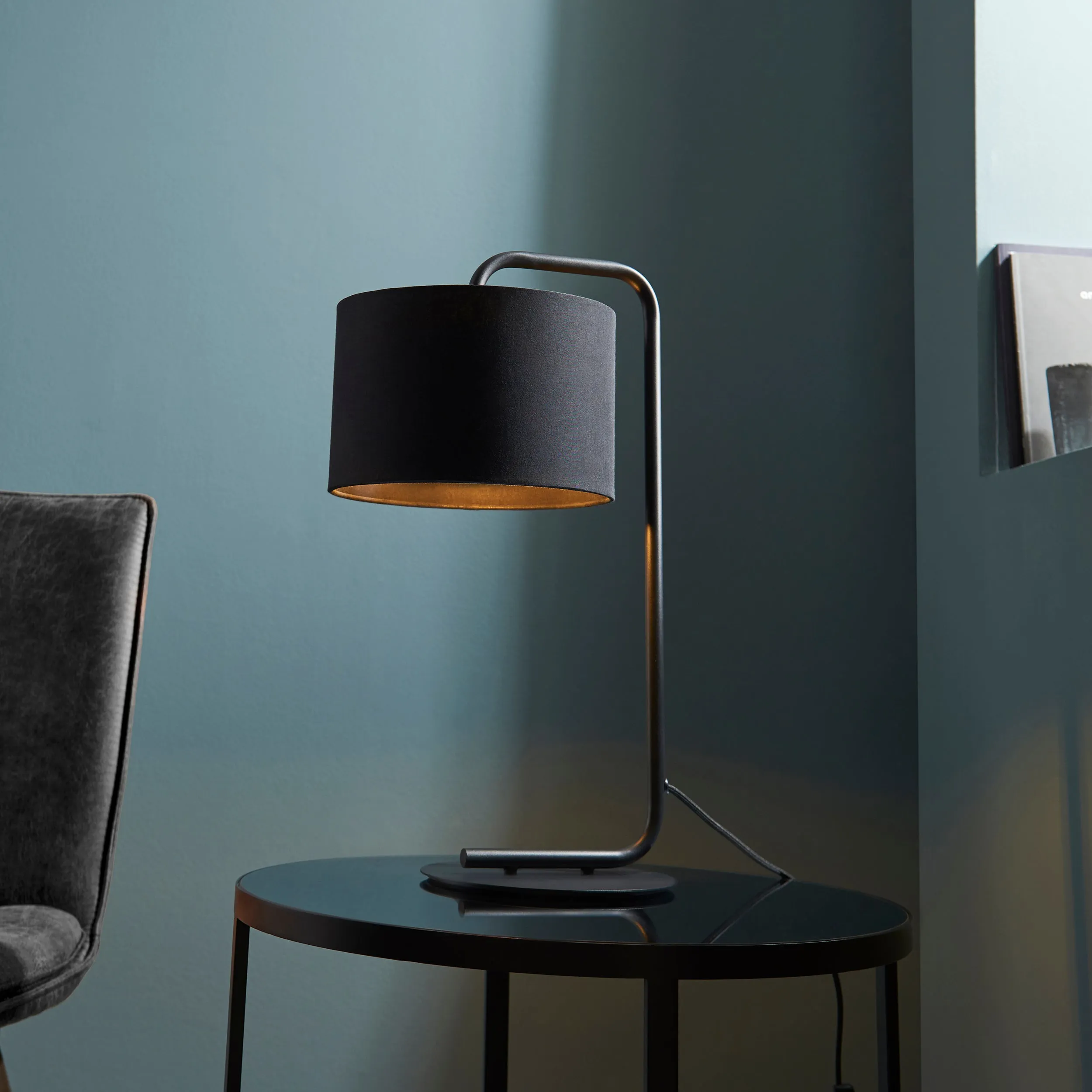 Amos Hybrid Table Lamp Satin Black