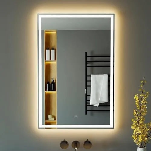 ARC homes Modern Wall Mounted Rectangular Backlit Led Mirror with Touch Sensor | Bathroom Mirror with Led Lights | Long Mirror for Bedroom Washbasin Lighting Mirror (Triple Light, 24 x 30 Inch)