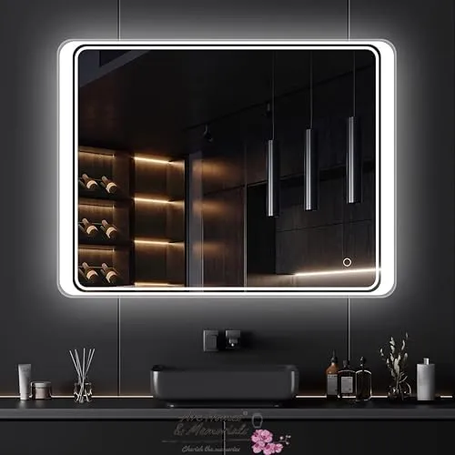 ARC homes Rectangular Wall Mounted Stylish Led Mirror with Touch Sensor | Bathroom Mirror with Led Lights | Long Mirror for Bedroom Living Room Washbasin Lighting Mirror (Double Light, 24 x 30 Inch)