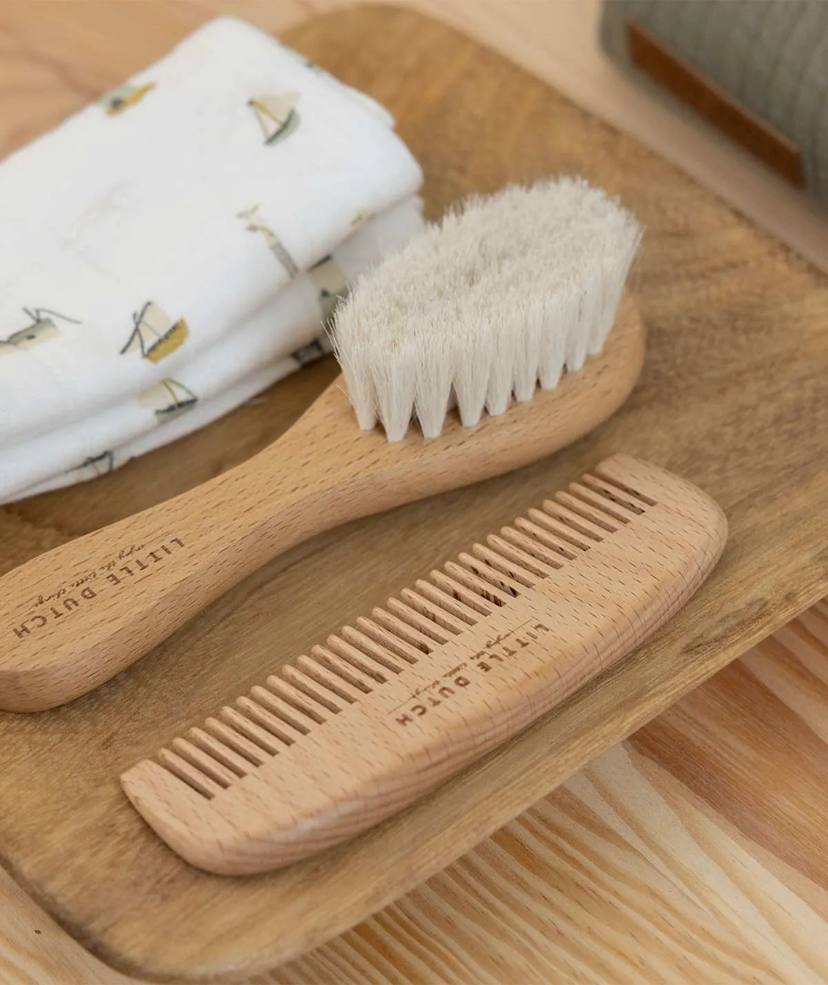 Baby Brush & Comb Set - Beige