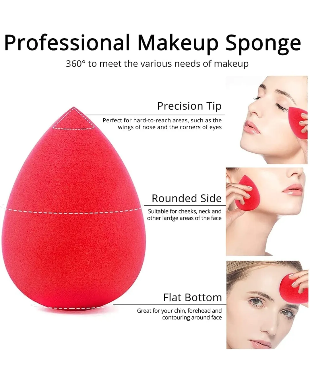 BEAKEY 5 Pcs Makeup Sponge Set, Foundation Blending Beauty Sponge, Flawless for Liquid, Cream, and Powder, Multi-colored Makeup Sponges