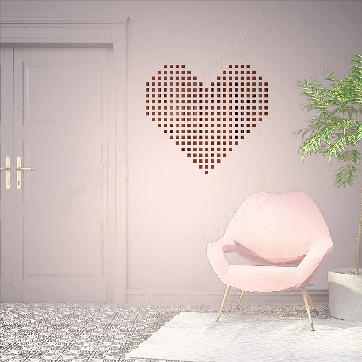 Bikri Kendra - Art BK43, 200 Square Brown 3D Acrylic Mirror Wall Stickers