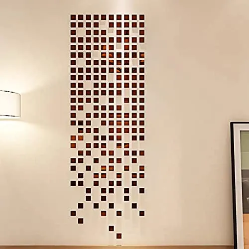 Bikri Kendra - Art BK43, 200 Square Brown 3D Acrylic Mirror Wall Stickers