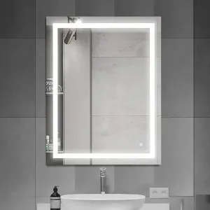 Bungalow Mercer Modern Rectangular Mirror for Wall, Bathroom Vanity Mirror, Color Temperature Adjustable, Wall-Mounted Mirror, Anti-Fog Dimmable Lights Makeup Mirror | 120 x 90 CM