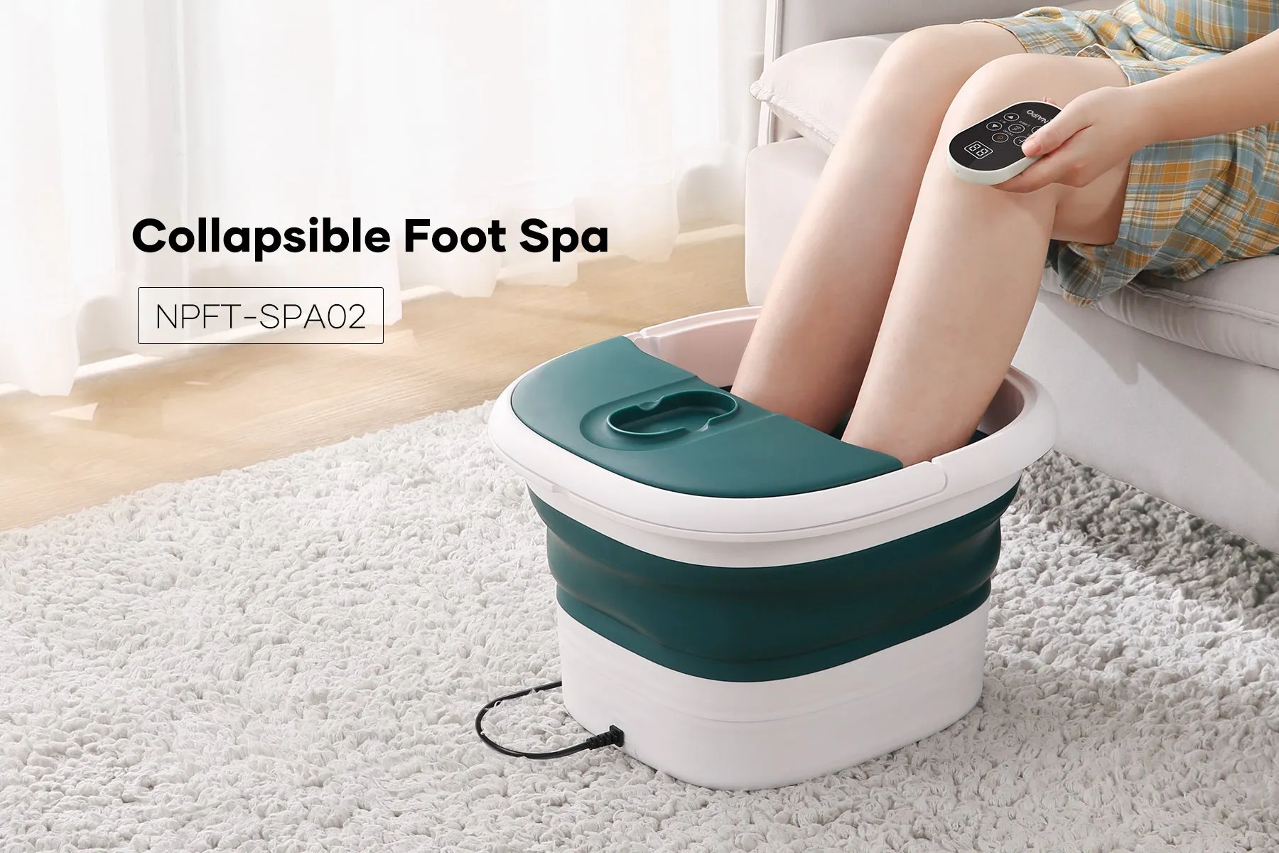 Collapsible Foot Spa with Massage Rollers, Heat, and Bubbles