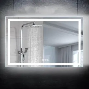 DAZZLIZE MIRROR led Wall Mirror bedroom Mirror with Touch Sensor and Three Light setting modern Mirror for living Room, bathroom, Hallway and makeup Area and rectangular shape-(24x30) inch-W12