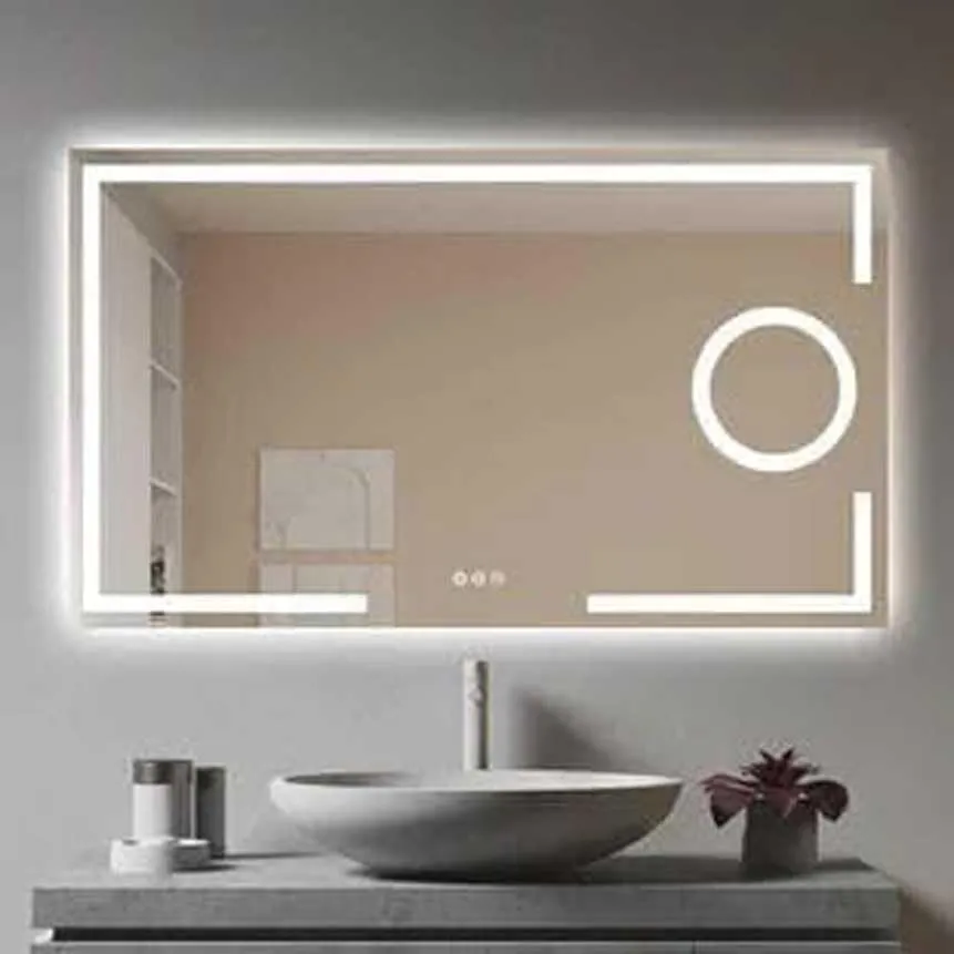 DAZZLIZE MIRROR wall mirror and bedroom mirror led Light Mirror Glasses for bathroom Room, dining room, hallway, and Entryway Rectangular Attractive Mirror and size-(24X30)-inch-W13.