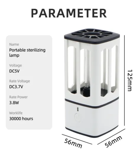 DC5V Ultraviolet High Ozone Portable Sterilizing Lamp 3.8W USB Chargeable