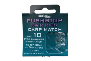 Drennan Carp Match Pushstop Eyed Barbless Hair Rigs