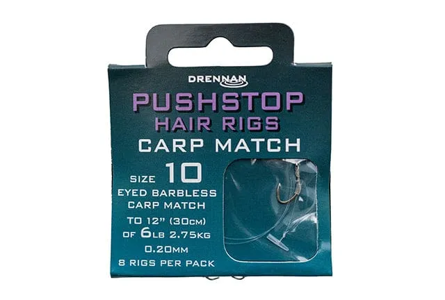 Drennan Carp Match Pushstop Eyed Barbless Hair Rigs