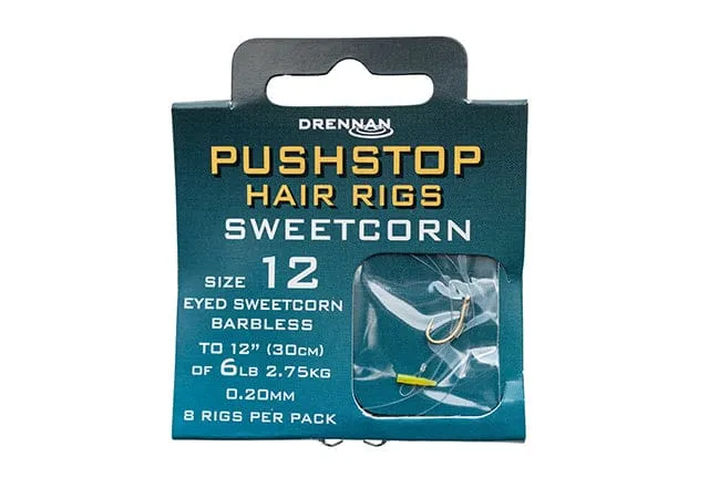 Drennan Sweetcorn Pushstop Eyed Barbless Hair Rigs