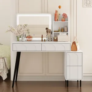 Dressing Table With Touch Screen Lighted Mirror And Legs