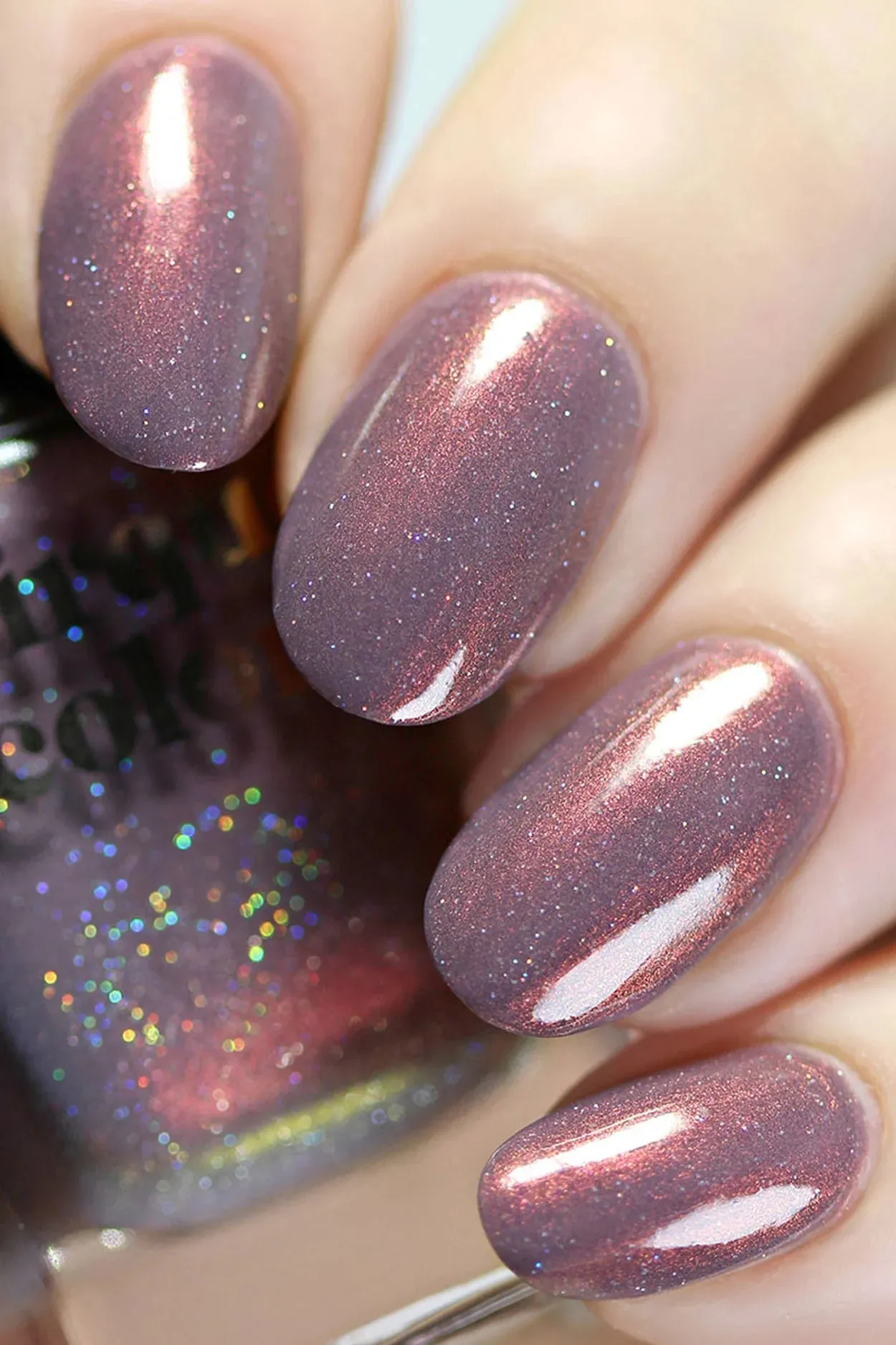 Earthen Taupe and Red Holographic Nail Polish