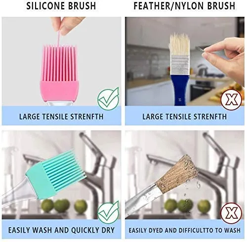 EVEN Silicone Flat Pastry Cooking Oil Brush for Grilling, Tandoor and BBQ,Multipurpose Silicon Brush .(Multicolor) (2 Pieces)