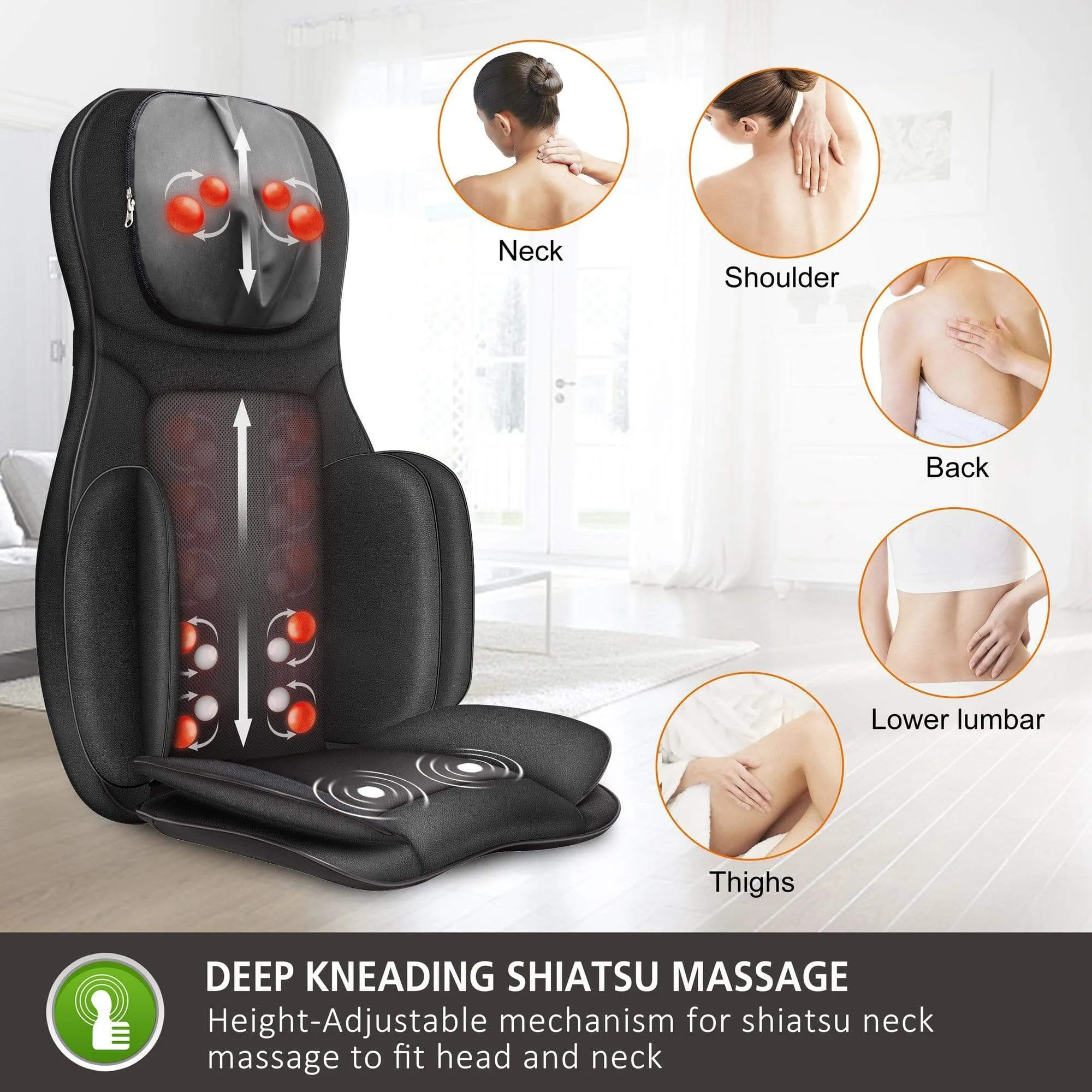 Full Body Massage Chair Pad -Shiatsu Neck Back Massager with Heat & Compression - 236