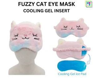 Fuzzy Cat Eye Mask with Cooling Gel Insert