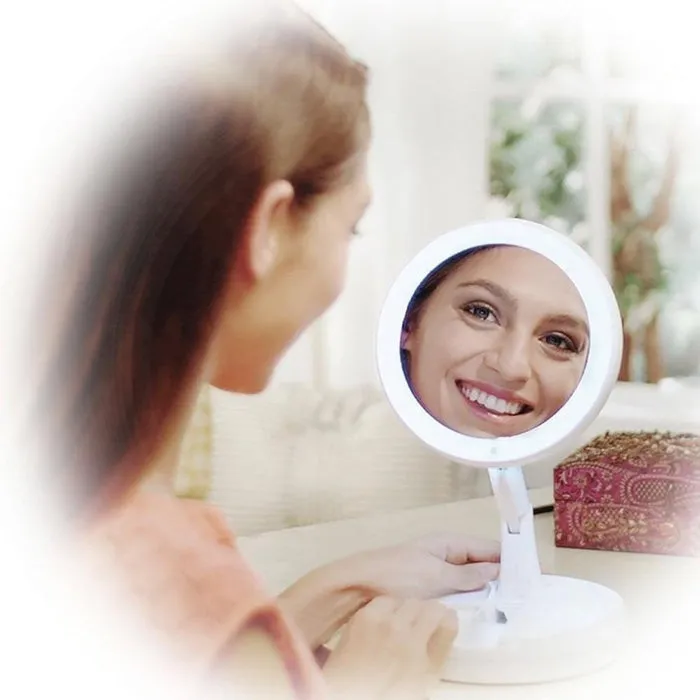 Makeup mirror Foldaway Double Sided Womens Girls Light Vanity  Mirror