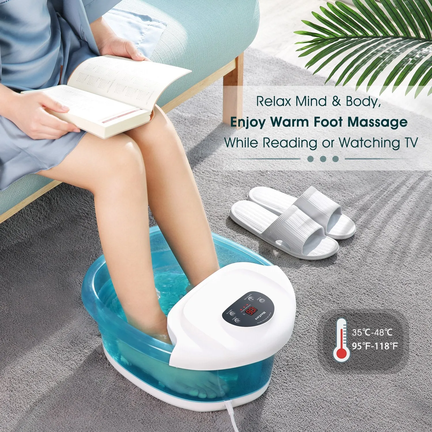 MaxKare Foot Spa Bath Massager with Heat Bubbles Vibration 3 in 1 Function, 4 Massaging Rollers Pedicure for Feet Home Use Christmas Gifts