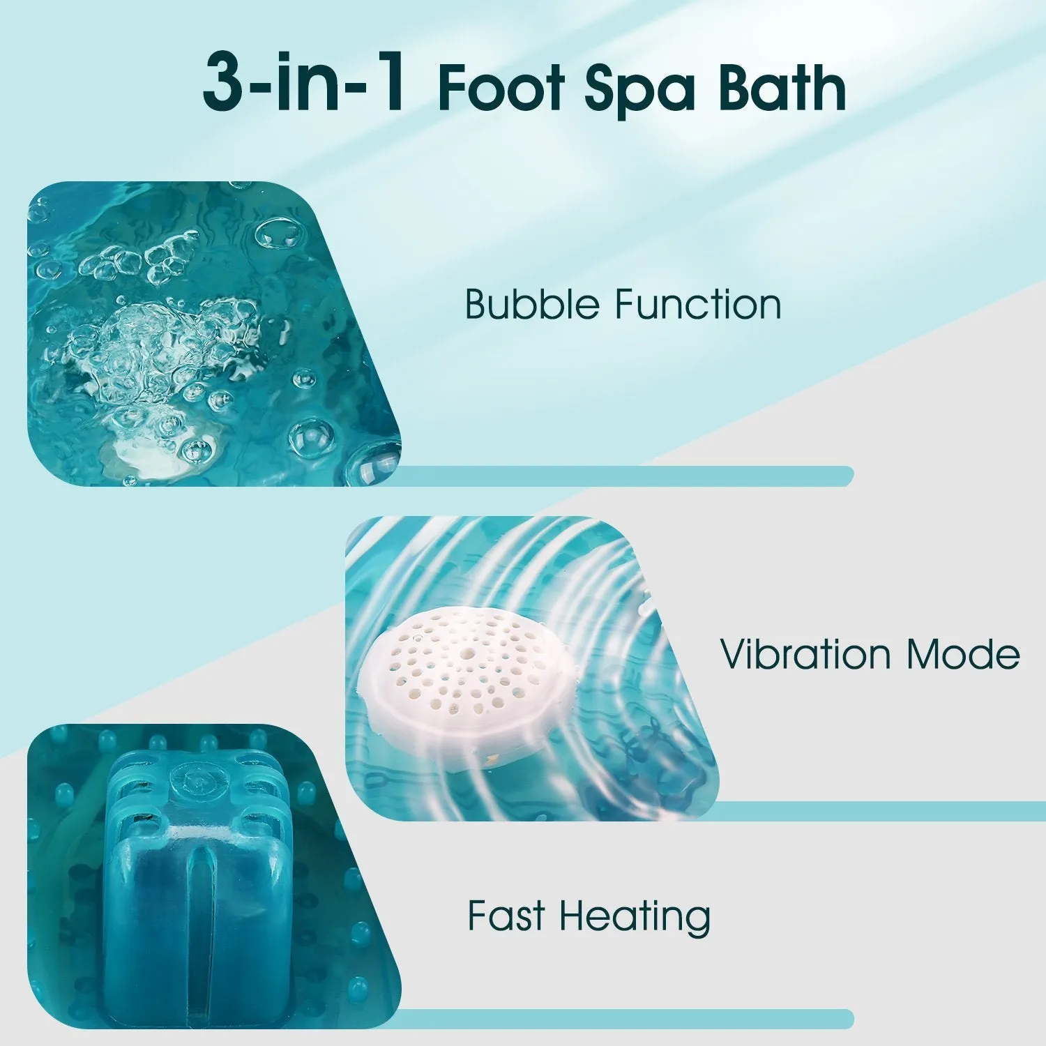 MaxKare Foot Spa Bath Massager with Heat Bubbles Vibration 3 in 1 Function, 4 Massaging Rollers Pedicure for Feet Home Use Christmas Gifts