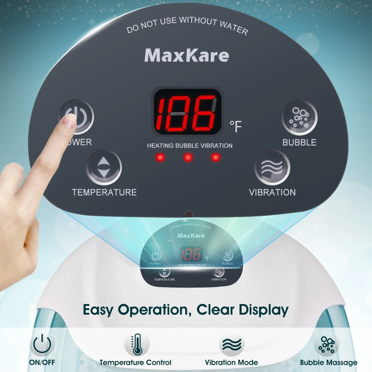 MaxKare Foot Spa Bath Massager with Heat Bubbles Vibration 3 in 1 Function, 4 Massaging Rollers Pedicure for Feet Home Use Christmas Gifts