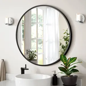 Moradabad Enterprises Round Wall Mirror I Metal Frame I Modern Design Metal Frame I Bathroom Wash Basin, Bedroom, Drawing Room (24 Inches)