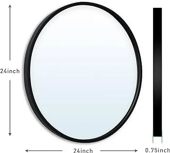 Moradabad Enterprises Round Wall Mirror I Metal Frame I Modern Design Metal Frame I Bathroom Wash Basin, Bedroom, Drawing Room (24 Inches)