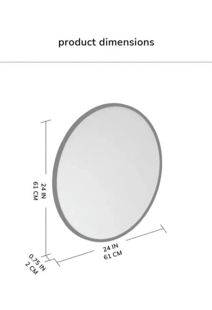 Moradabad Enterprises Round Wall Mirror I Metal Frame I Modern Design Metal Frame I Bathroom Wash Basin, Bedroom, Drawing Room (24 Inches)