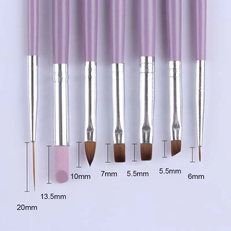 Nail Art Brush Set 7pcs - Lavender