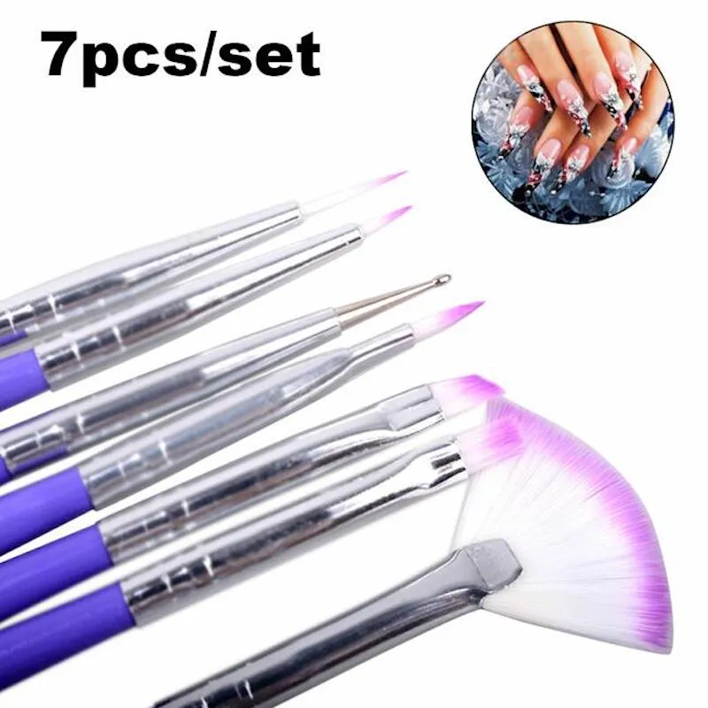 Nail Art Brush Set 7pcs - Purple