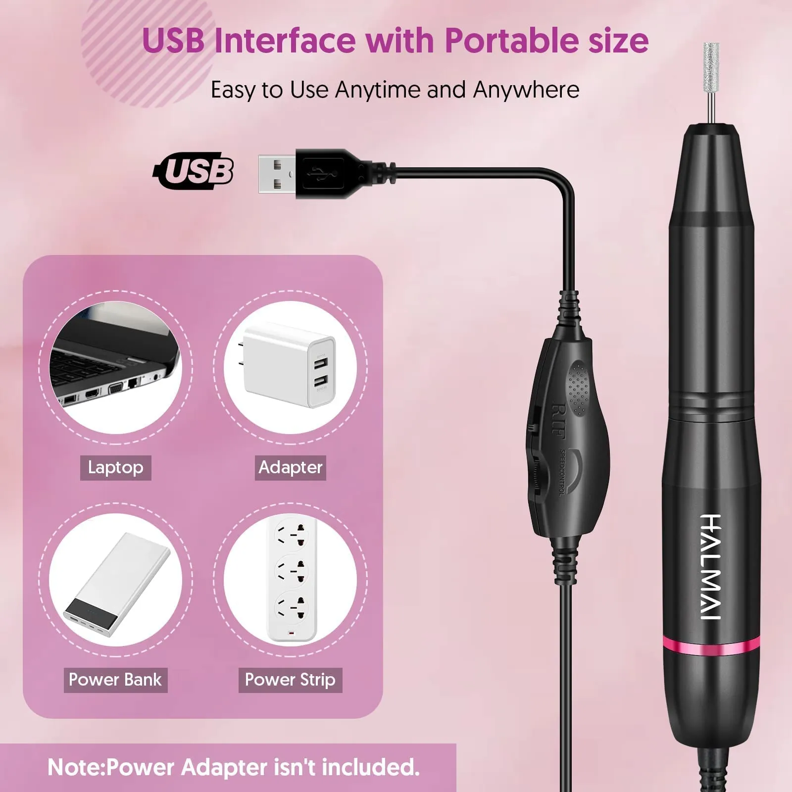 Portable Electric Nail Drill (Black)