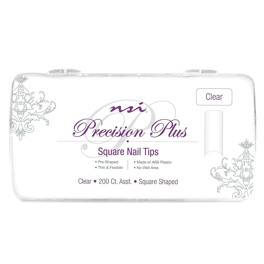 PRECISION PLUS Square Clear Nail Tips Tray 200ct