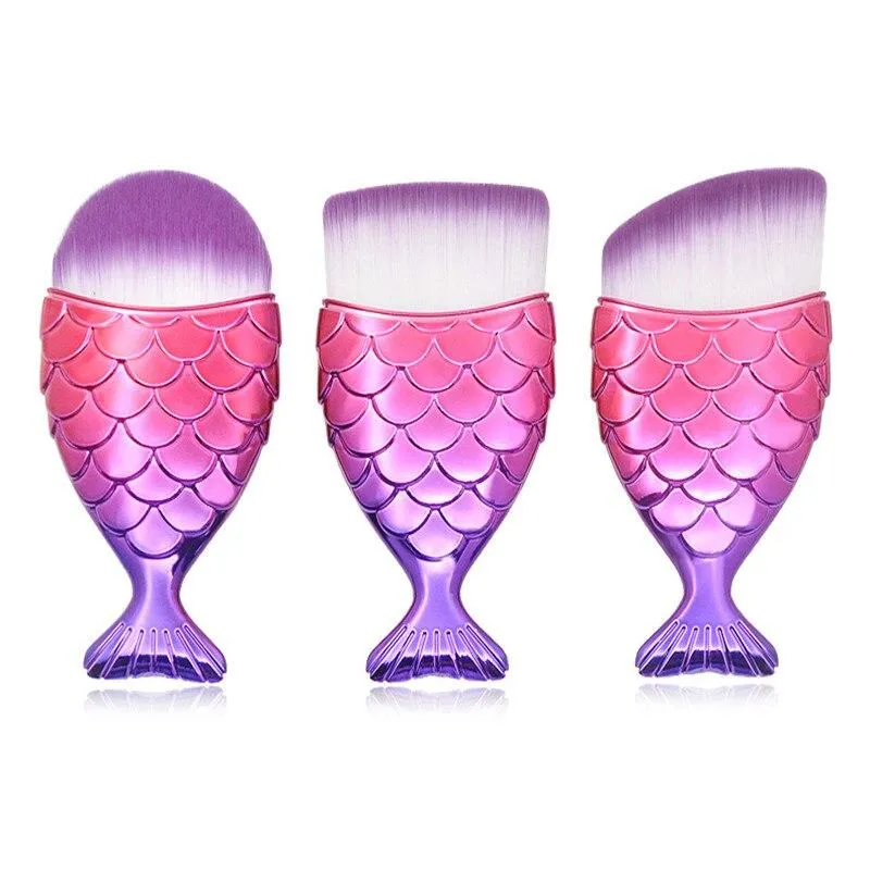 Professional Mermaid Fish Tail Powder Foundation Makeup Cosmetic Brushes