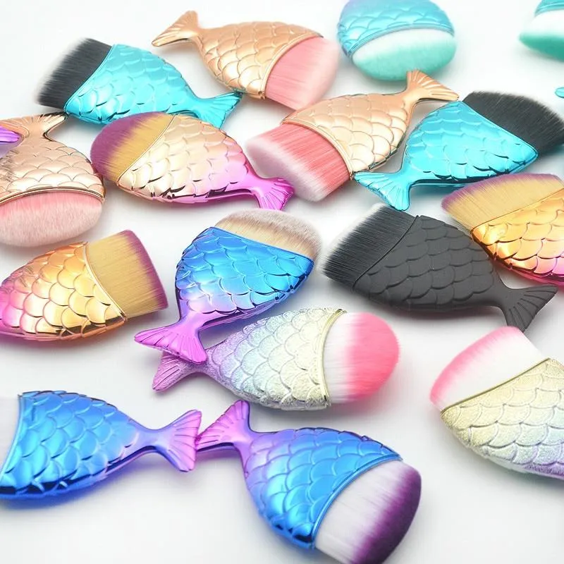 Professional Mermaid Fish Tail Powder Foundation Makeup Cosmetic Brushes