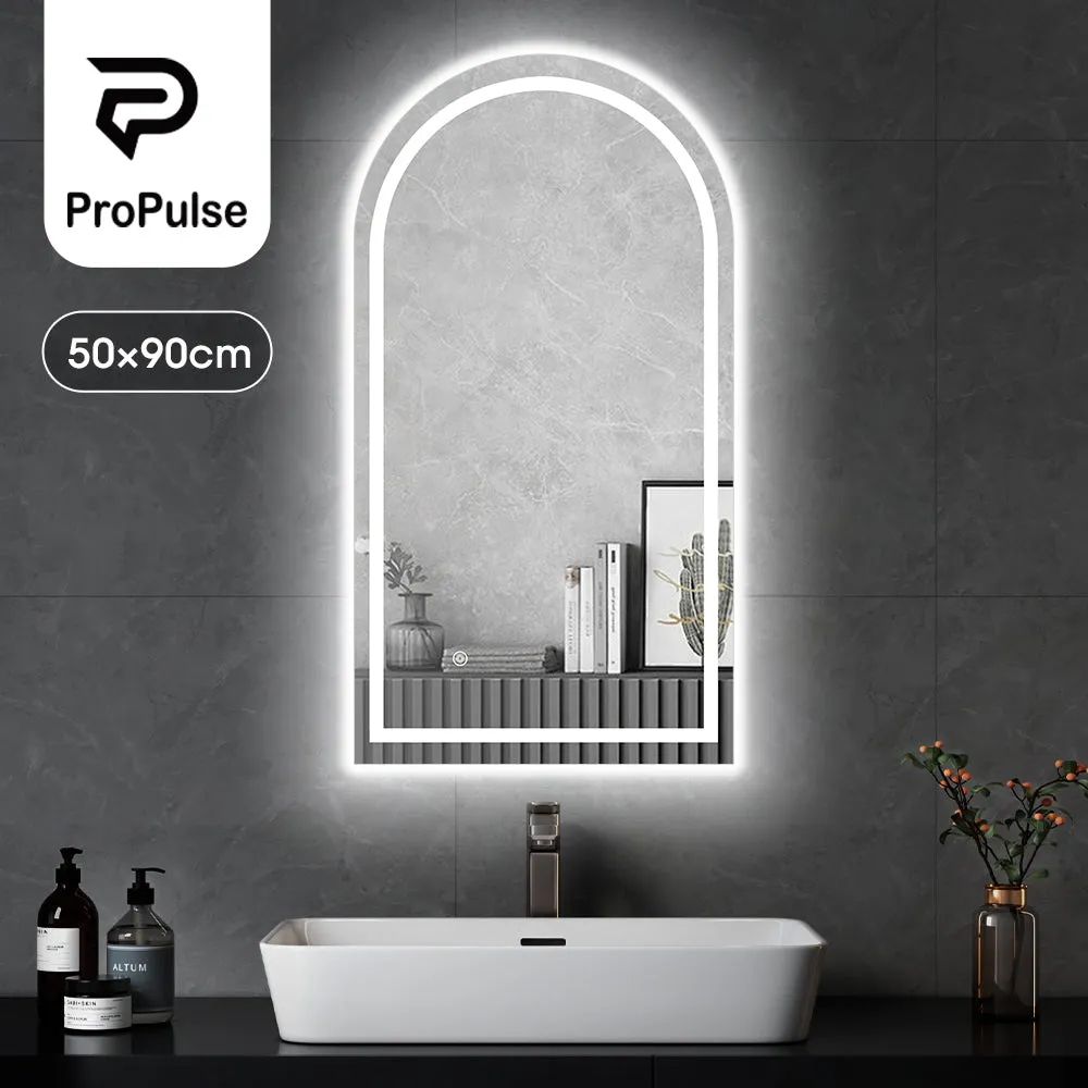 ProPulse Arched LED Wall Mirror Bathroom Mirrors With 3 Color Anti-fog 50x90cm