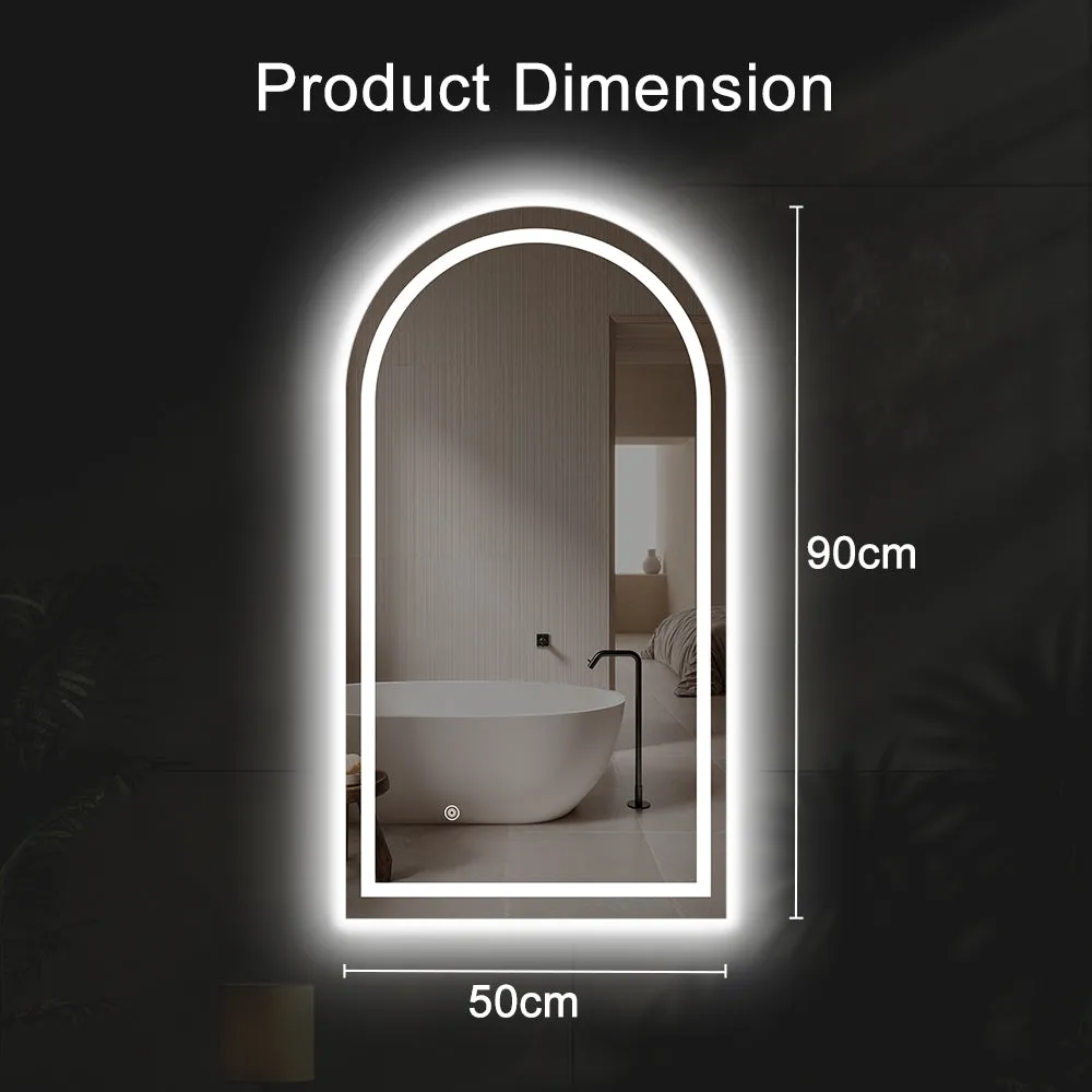 ProPulse Arched LED Wall Mirror Bathroom Mirrors With 3 Color Anti-fog 50x90cm