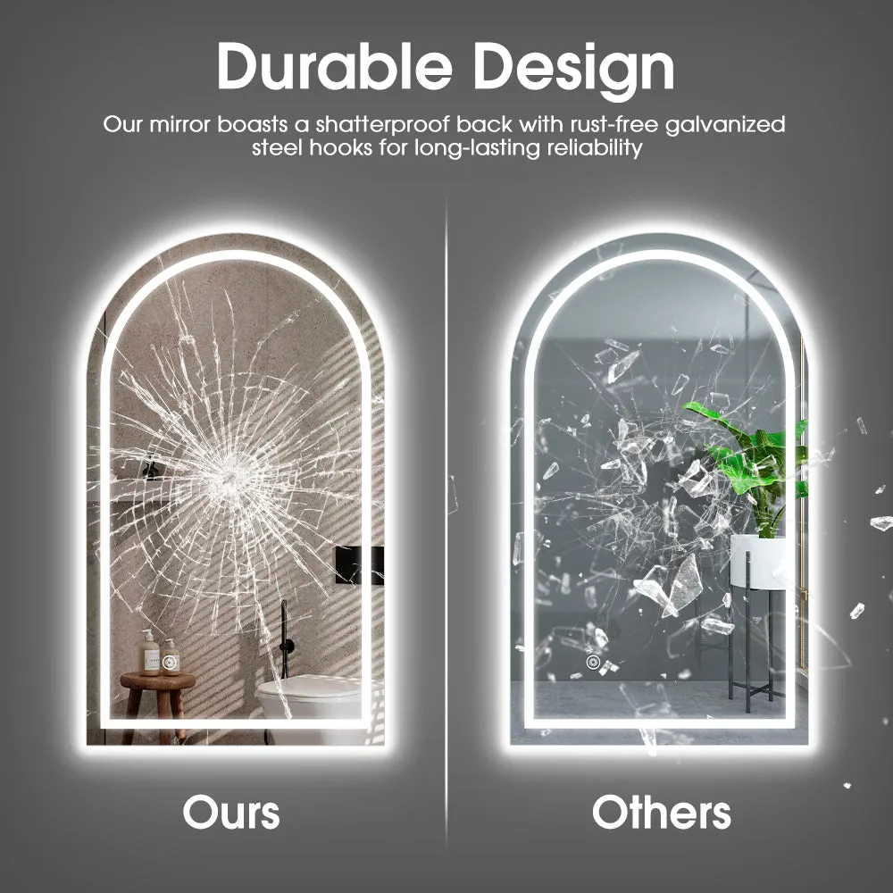 ProPulse Arched LED Wall Mirror Bathroom Mirrors With 3 Color Anti-fog 50x90cm