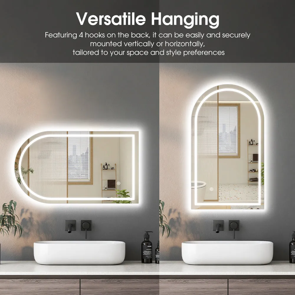 ProPulse Arched LED Wall Mirror Bathroom Mirrors With 3 Color Anti-fog 50x90cm