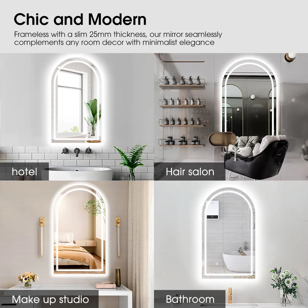 ProPulse Arched LED Wall Mirror Bathroom Mirrors With 3 Color Anti-fog 50x90cm