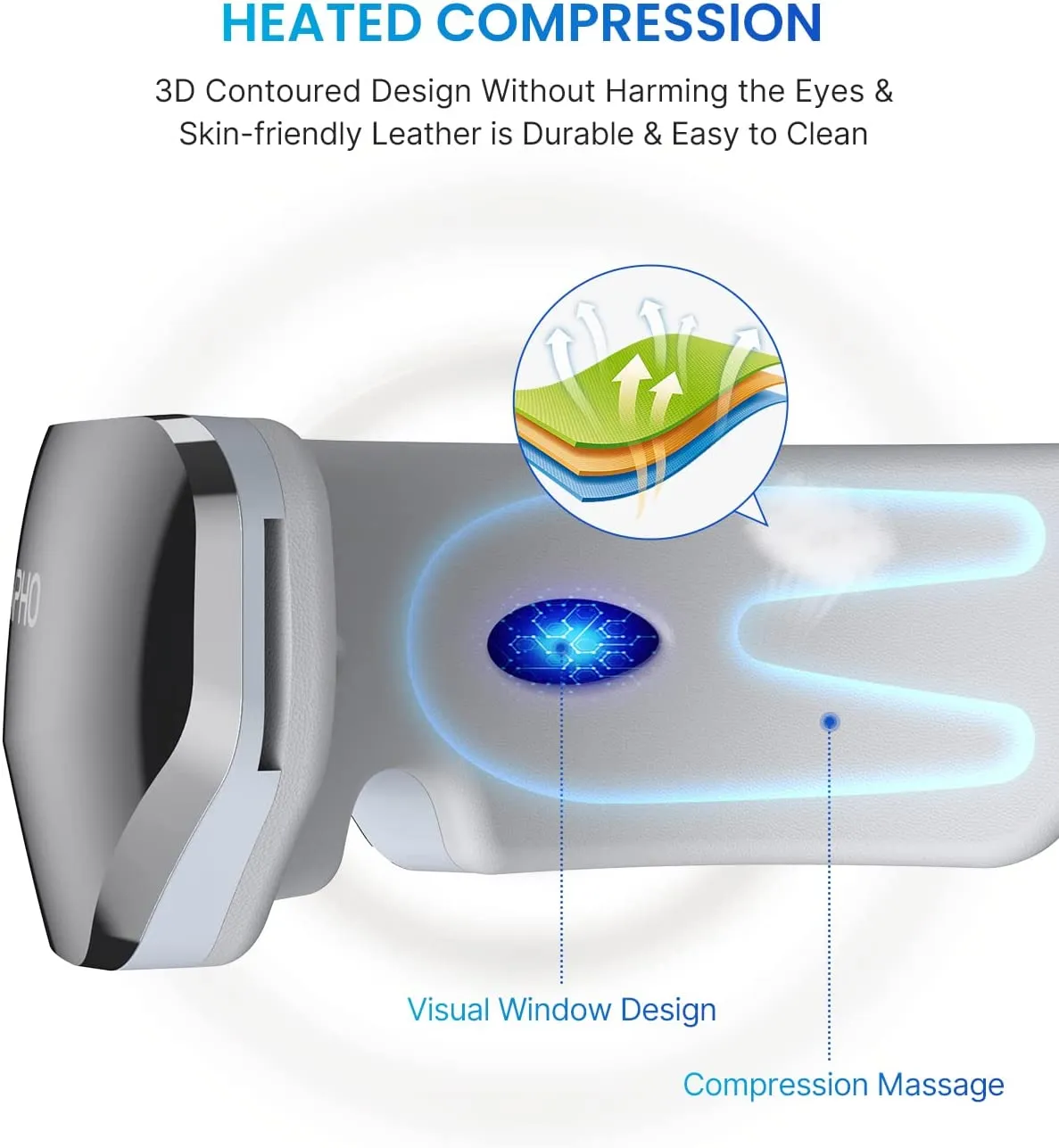 RENPHO Eye Massager with Heat True View Mask Compression Vibration Vision Window