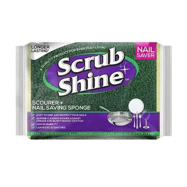 SCRUB SHINE SCOURER NAIL SAVER SPONGE